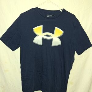 Under Armour Men's Navy T-Shirt with Yellow Logo
